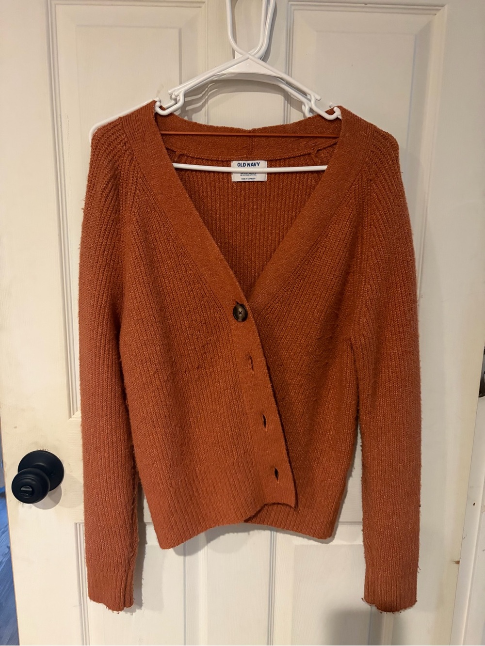 Old Navy Rust Orange V-Neck Button-Up Cardigan